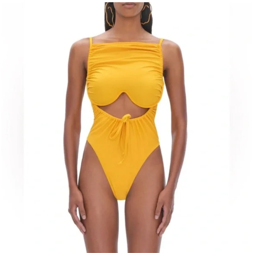 Andrea Iyamah Tiaca Yellow One Piece Swimsuit
